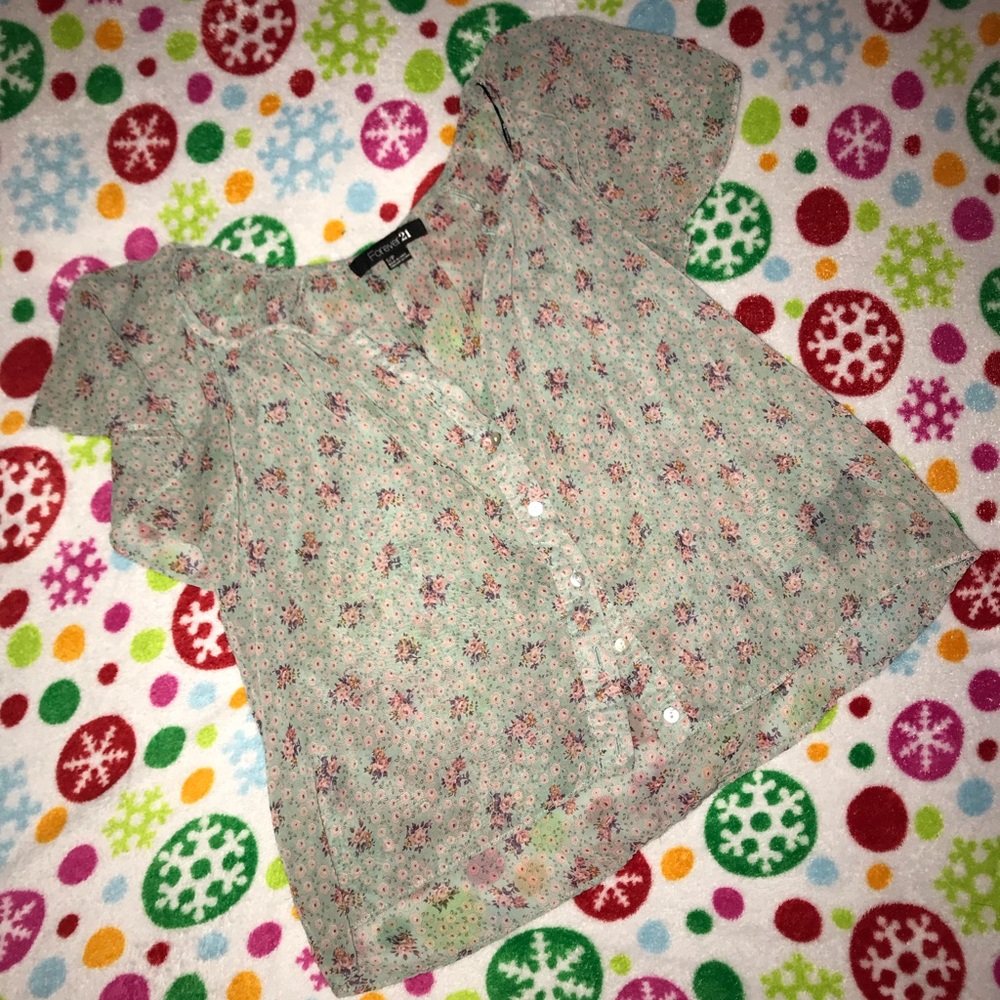 Sheer casual short sleeve button up